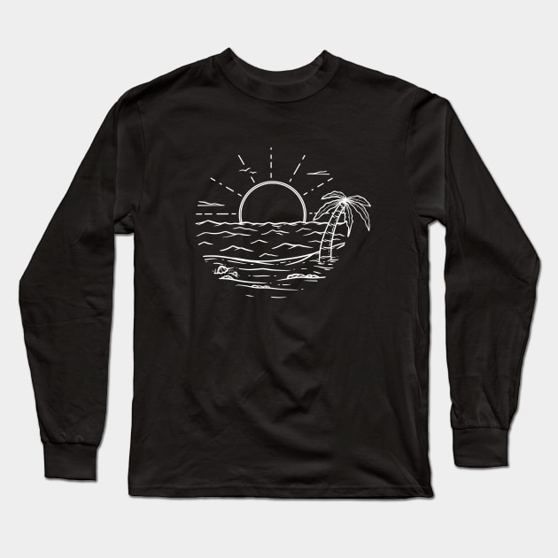 Beach Relaxation - White Long Sleeve T-Shirt by P7 illustrations 